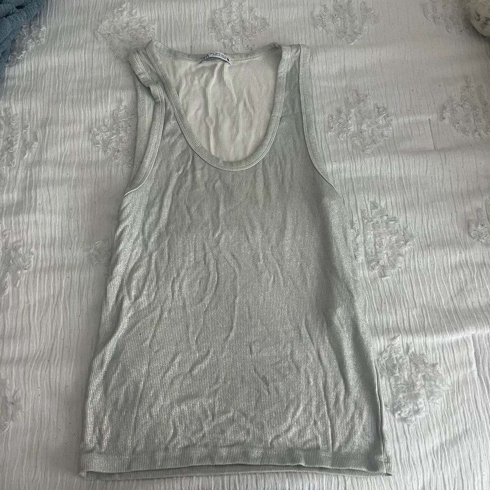Silver Sleeveless Top